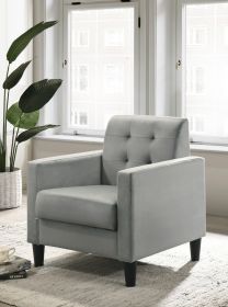 Hale 27.5" Light Gray Velvet Accent Armchair with Tufting