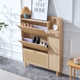 Modern minimalist storage cabinet, Japanese rattan shoe cabinet, bed top cabinet