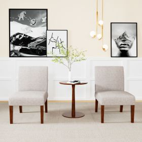 Fabric Accent Chair Set of 2 with Round Wood Table, Decorative Slipper Chair Vanity Chair for Bedroom Home Office, Corner Side Chair [Video]