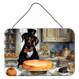 NEW Chocolate Lab Fall Kitchen Pumpkins Wall or Door Hanging Prints Aluminum Metal Sign Kitchen Wall Bar Bathroom Plaque Home Decor, 8HX12W