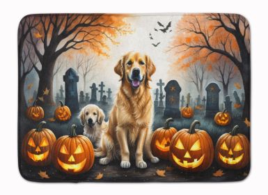Golden Retriever Spooky Halloween Memory Foam Kitchen Mat Machine Washable Anti-Fatigue Mat Cushion Comfort Bath Mat or Kitchen Rug