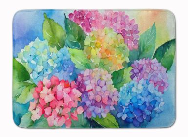 Hydrangeas in Watercolor Memory Foam Kitchen Mat Machine Washable Anti-Fatigue Mat Cushion Comfort Bath Mat or Kitchen Rug