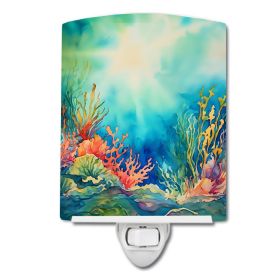 NEW Seaweed Ceramic Night Light Compact, UL-Certified, Ideal for Bedroom, Bathroom, Nursery, Hallway, Kitchen, 6x4x3, Multicolor