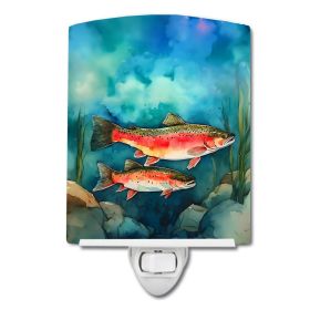 NEW Trout Ceramic Night Light Compact, UL-Certified, Ideal for Bedroom, Bathroom, Nursery, Hallway, Kitchen, 6x4x3, Multicolor