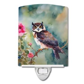 NEW Spectacled Owl Ceramic Night Light Compact, UL-Certified, Ideal for Bedroom, Bathroom, Nursery, Hallway, Kitchen, 6x4x3, Multicolor