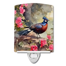 NEW Pheasant Ceramic Night Light Compact, UL-Certified, Ideal for Bedroom, Bathroom, Nursery, Hallway, Kitchen, 6x4x3, Multicolor