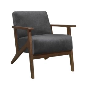 Modern Home Furniture 1pc Accent Chair Cushion Seat Back Dark Gray Upholstery Solid Wood Frame
