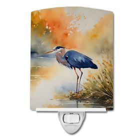 NEW Blue Heron Ceramic Night Light Compact, UL-Certified, Ideal for Bedroom, Bathroom, Nursery, Hallway, Kitchen, 6x4x3, Multicolor (Default: Default)