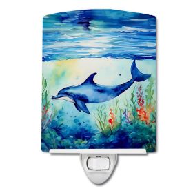 NEW Dolphin Ceramic Night Light Compact, UL-Certified, Ideal for Bedroom, Bathroom, Nursery, Hallway, Kitchen, 6x4x3, Multicolor (Default: Default)