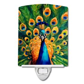 NEW Peacock Ceramic Night Light Compact, UL-Certified, Ideal for Bedroom, Bathroom, Nursery, Hallway, Kitchen, 6x4x3, Multicolor (Default: Default)