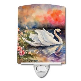 NEW Swan Ceramic Night Light Compact, UL-Certified, Ideal for Bedroom, Bathroom, Nursery, Hallway, Kitchen, 6x4x3, Multicolor (Default: Default)